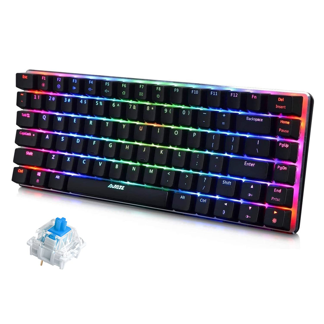 AK33 Gaming Mechanical Keyboard, Blue Switches RGB Chroma LED Backlit Gaming Keyboard 82 Keys Anti-Ghosting Metal Panel Ergonomic USB Wired Game Keyboard for PC, Laptop, PS4, XBOX (Black)