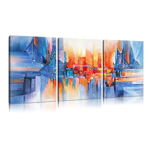Cityscape Wall Art for Living Room 3 Piece Abstract Canvas Prints Modern Colorful City Building Paintings for Bedroom Office Dining Room Wall Decor for Home Decorations 12" x 16" x 3Panels