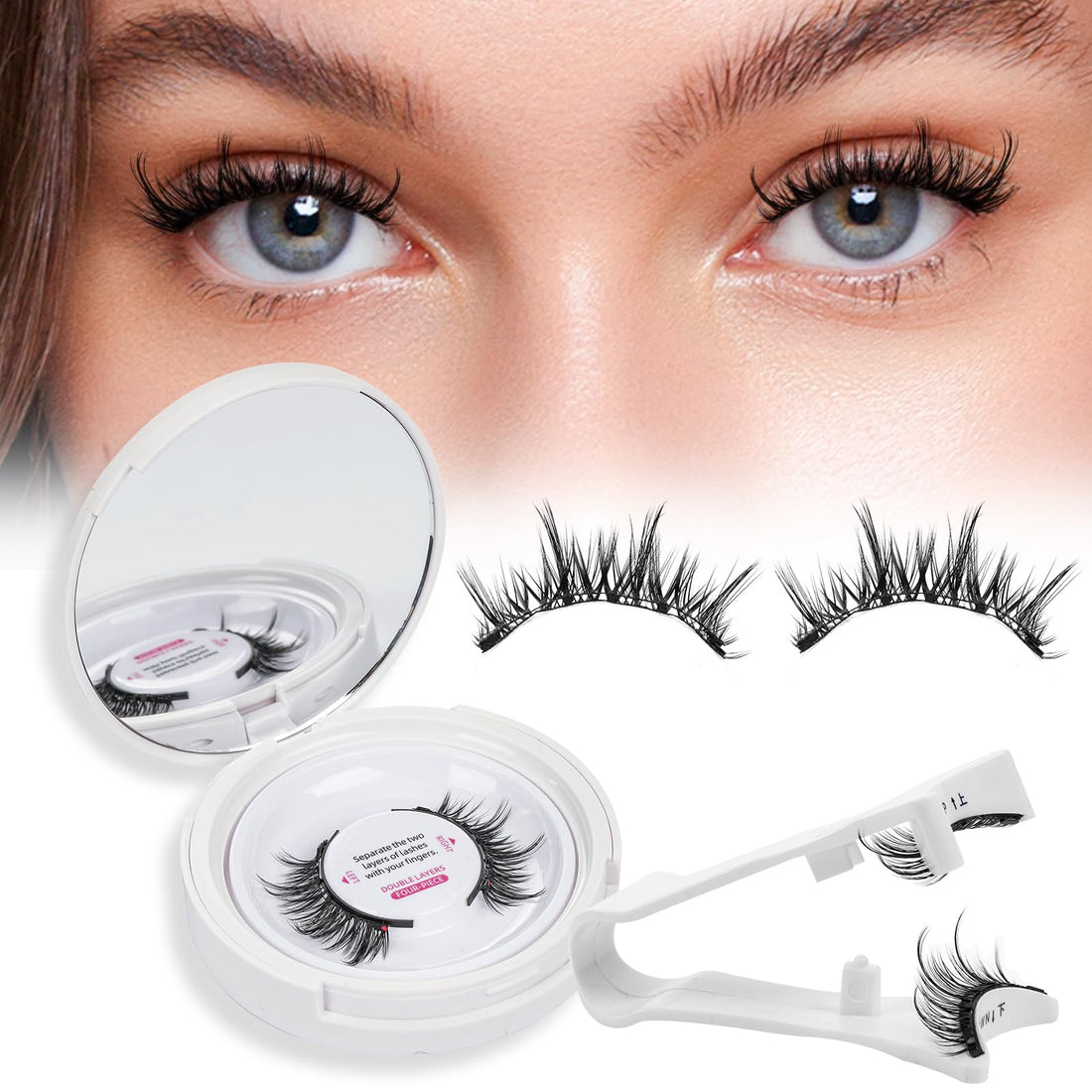 Magnetic Eyelashes With Applicator Long Lasting And Reusable Magnetic Lashes Kit 5Pcs Magnets Per Piece No Glue Needed False Eyelashes Waterproof,Cruelty Free,Easy To Wear(1pair,Vibrant)