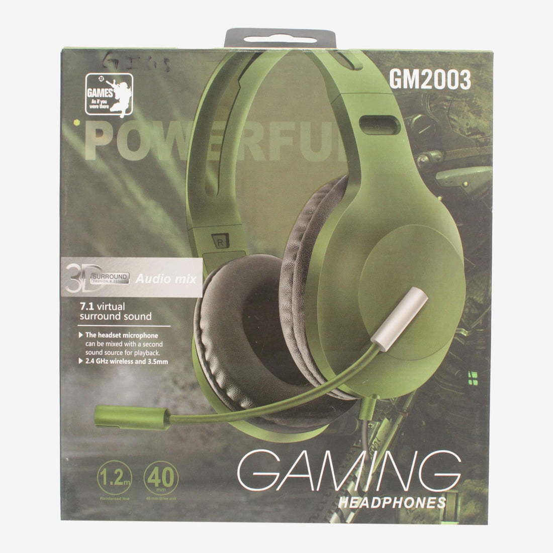 GAMEMAX GM2003 Gaming Surrounding Headphone With Noise Cancelation Microphone USB 3.55mm Jack For Various Devices - Green