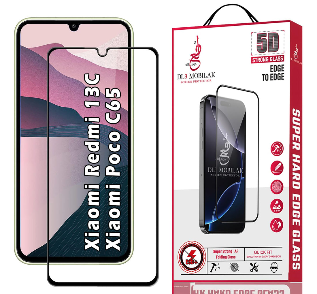 Dl3 Mobilak for Xiaomi Redmi 13C / Poco C65 Tempered Glass Screen Protector, 9H Hardness Anti-Scratch Tempered Glass flim, Case Friendly,Anti-Scratch