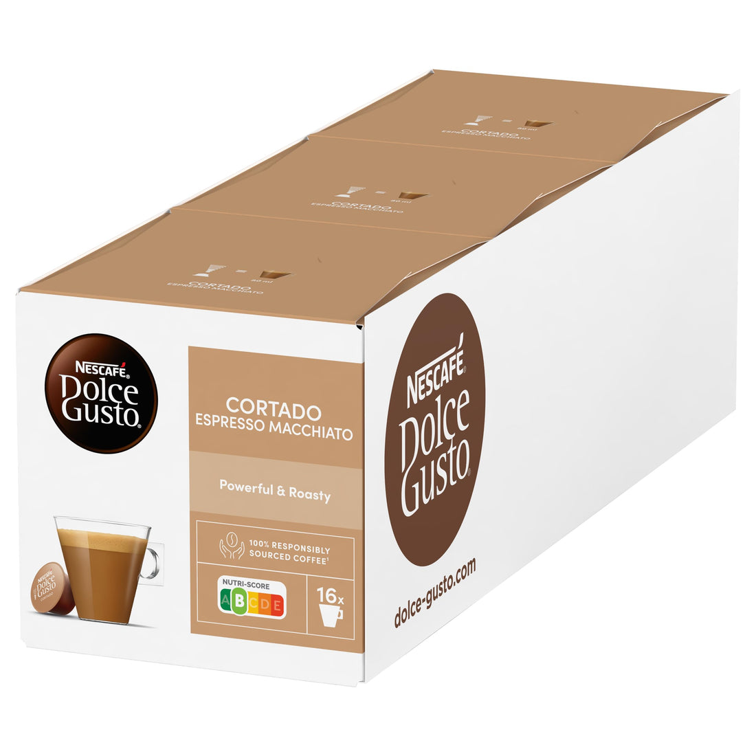 Nescafe Dolce Gusto Cortado Espresso Macchiato, 16 Capsules, Pack of 3