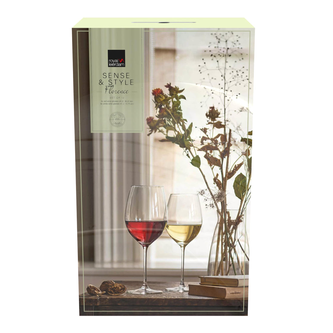 Royal Leerdam Florence 12-Piece Glassware Set, Premium Crystal for Wine, Water, or Cocktails