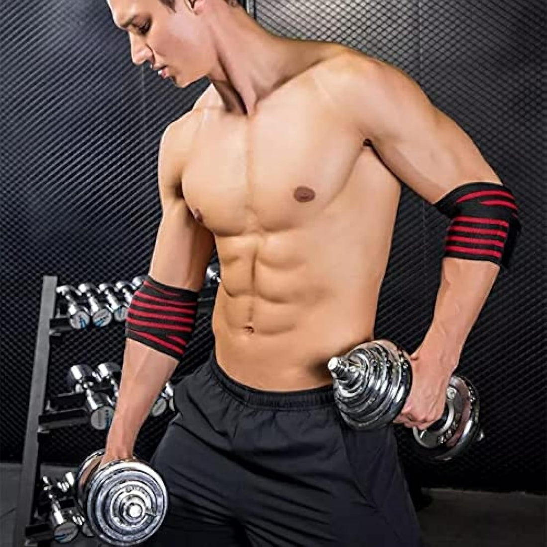 Professional Elbow Knee Elastic Straps Powerlifting Support Protector Workout Bodybuilding Fitness Elbow Red)