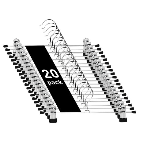 Pants Hangers 20 Pack, Adjustable Heavy Duty With Non-Slip Clips, Stainless Steel Coat Suit Hangers for Men, Metal Hangers for Jeans