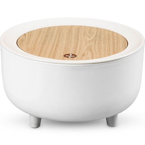 Kitchen Bathroom Small Mini Trash Can With Lid - Garbage Can for Diaper Nursery, Garden - White (0.5 Gallon)