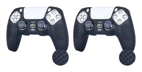 PS5 Silicone Grip Controller Case Cover Skin Protector for Playstation 5 Accessories - Black (Pack of 2),