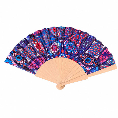 Folding Hand Fan Wooden Handle, Vintage Pattern Fabric Fan, Portable Summer Cooling Fan, Multi-Color Decorative Design (style3)