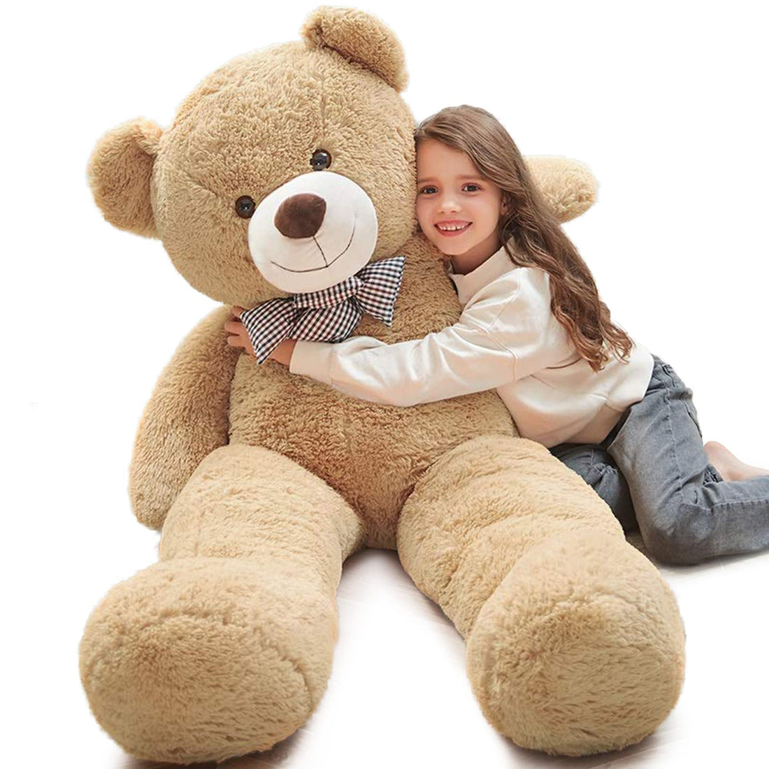 MorisMos Giant Teddy Bear XXL 120 cm, Kawaii Light Brown Bear, Soft Cuddly Gift for Christmas, Birthday, Wedding