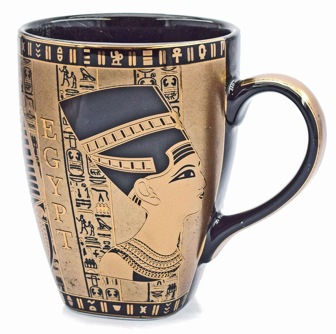 immatgar pharaonic mug ancient Egyptian souvenirs gifts for women and men from Egypt - mother day gifts (3kings - Black - Golden - 300 MM)