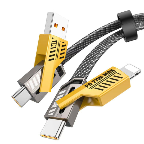 XKCZ USB C Lightning Cable, 4 in 1 Fast Charging, 65W, Type-A to Multi Port Charger Cable for iPhone, iPad, Samsung, 3ft