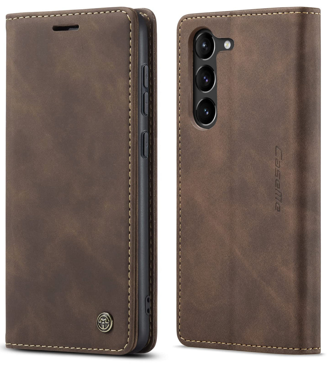 SINIANL for Samsung Galaxy S23 Plus Leather Case, Vintage Wallet Case Book Folding Flip Case with Kickstand Card Holders Slots Protective Cover for Galaxy S23 Plus Coffee