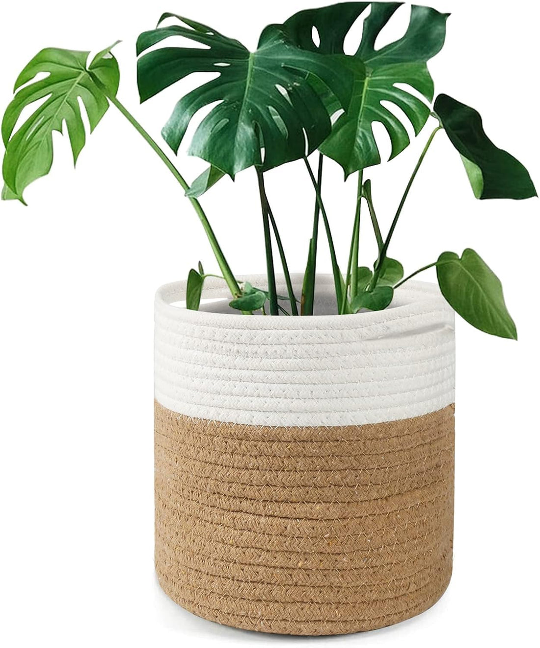 Plant Pot with Liner, Cotton Indoor Planter Woven Storage Basket for Indoor Plants Flower Pot and Home Decoration (20cm X 20cm)