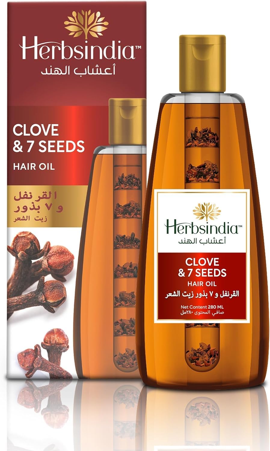 Herbs India Nourishing Clove & 7 Herb Seeds Hair Oil, Makes Hair Thicker & Shiny, Silicone & Paraben Free, 280ml