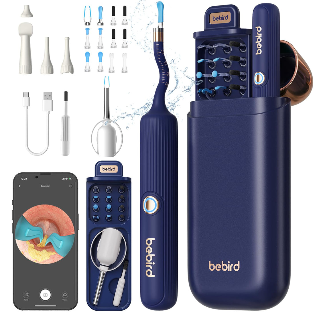 Bebird Ear Wax Removal Tool Camera, Visual Earwax Cleaner with Cleaning Kit as Spade/Spoon/Pick/Tweezer Clean Ears for Family, Ear-Scope Otoscope Wireless WiFi Connect