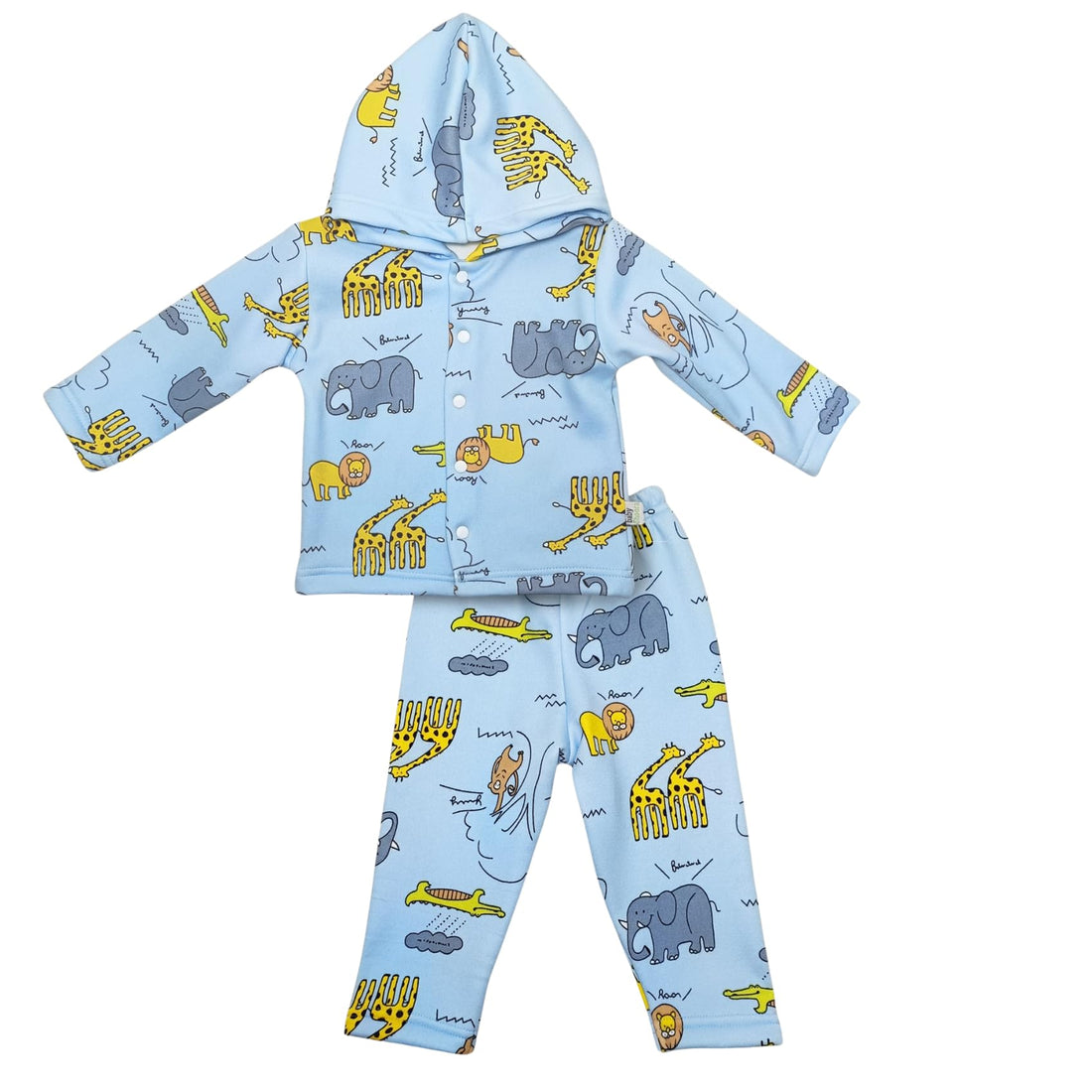 Baby Shoora Boys Pajama Set Of 2 Pieces Long Sleeves Hooded Sweatshirt&Pants Printed Animals Pajama Set (pack of 1)