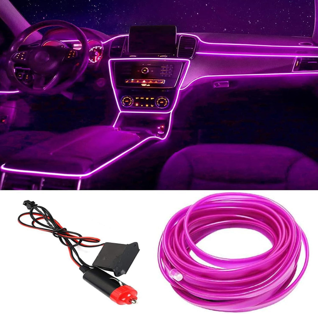 LED Car Interior Light, DC 12V Neon Cold Light Strip 3M, Car Panel Decoration (Purple)
