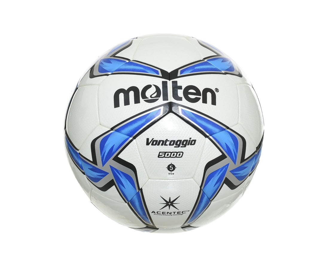 Minsa Molten Kaps Football Size 5, Durable Professional Training Soccer Ball for Matches, Practice Sessions and Sports Competitions - White/Blue