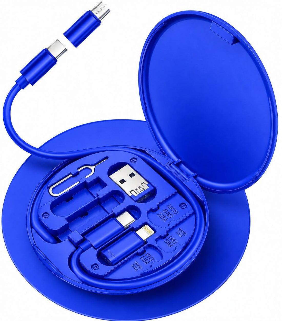 USB C to Lightning Adapter Kit, USB C to Type-C Multi Charging Cable/iOS Device/Micro Adapter Contains Storage Card, Phone Holder and SIM Eject Pin (Blue)