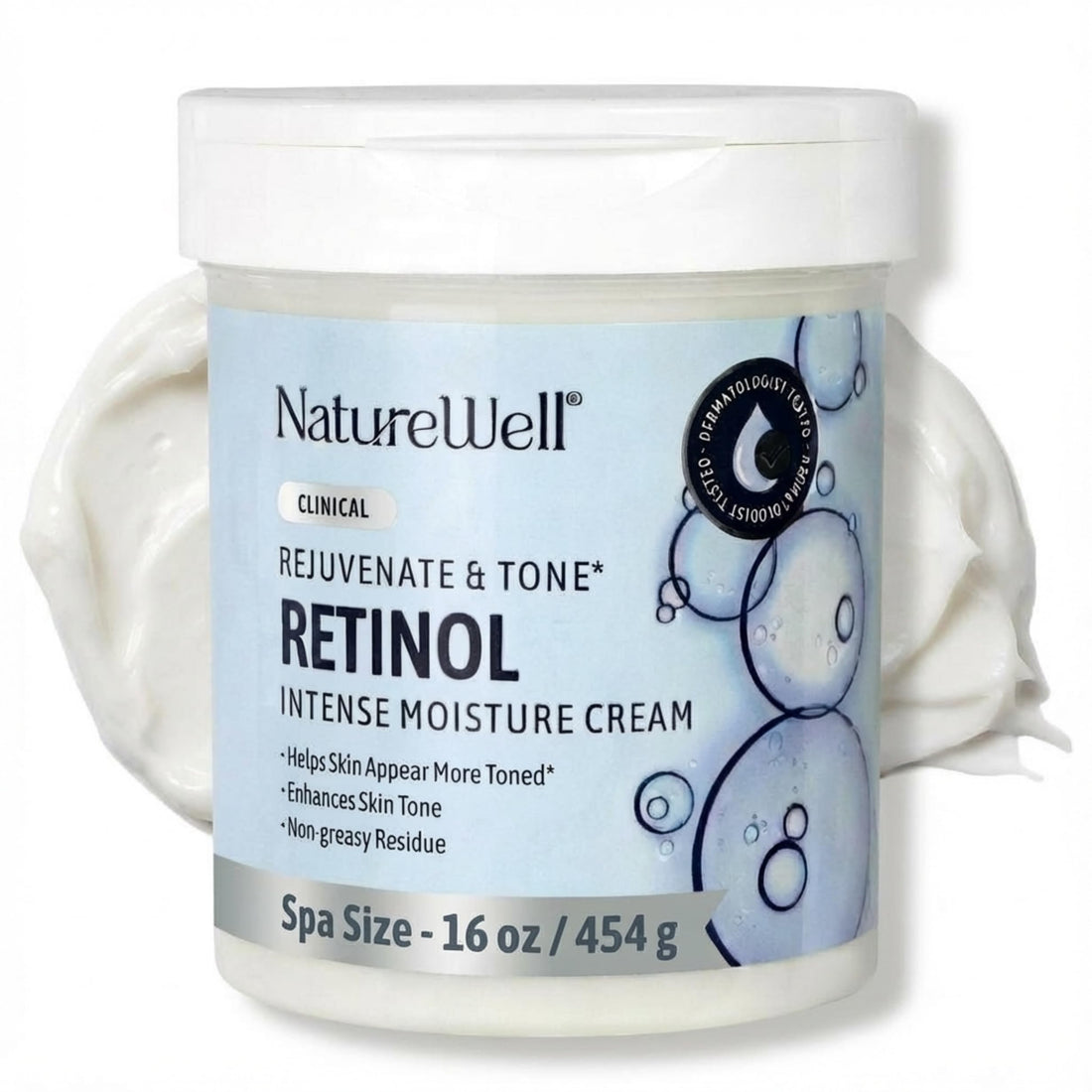 NATUREWELL Clinical 2.0 Retinol Advanced Moisture Cream for Face, Body, & Hands, Boosts Skin Firmness, Enhances Skin Tone, No Greasy Residue, Includes Pump, 16 Oz