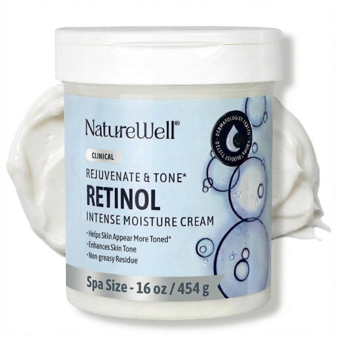 NATUREWELL Clinical 2.0 Retinol Advanced Moisture Cream for Face, Body, & Hands, Boosts Skin Firmness, Enhances Skin Tone, No Greasy Residue, Includes Pump, 16 Oz