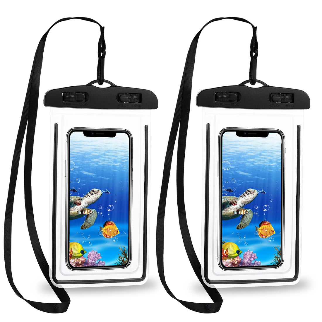 COMNICO Waterproof Phone Pouch, 2 Pack Universal 6.9" Waterproof Case Cell Phone Case Holder Dry Bag with Lanyard for Phone 15 14 13 Pro Max Beach Travel Clear