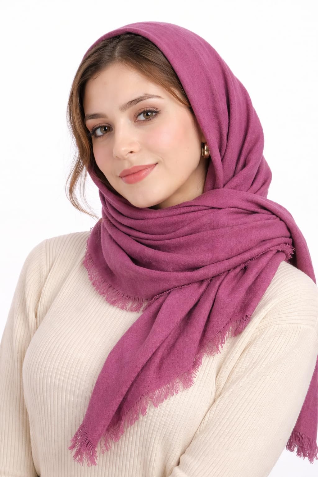 Premium Polo Linen Hijab Scarf 95x95 cm – Soft Imported Fabric, Solid Colors, Fringed Edges (Unstitched) – Lightweight & Breathable – Alfa Scarf