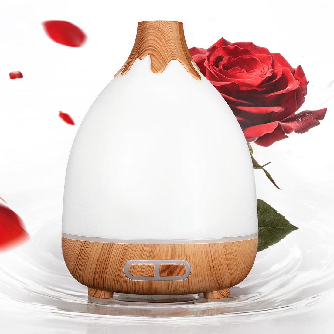 Essential Oil Diffuser, 300ml Quiet Humidifiers for Home, 7 LED Color Safety Auto-Off Timer Aromatherapy Diffuser for Home Office Room,Wood Grain Base (Wood Grain)
