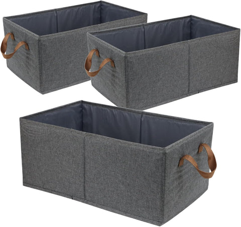 3PCS Closet Organizers and Storage, Collapsible Storage Bins, Sturdy Wardrobe Clothes Organizer, Closet Organizers, Shelf Baskets, Large Storage Boxes Containers for Clothing, Jeans, Toys, Books
