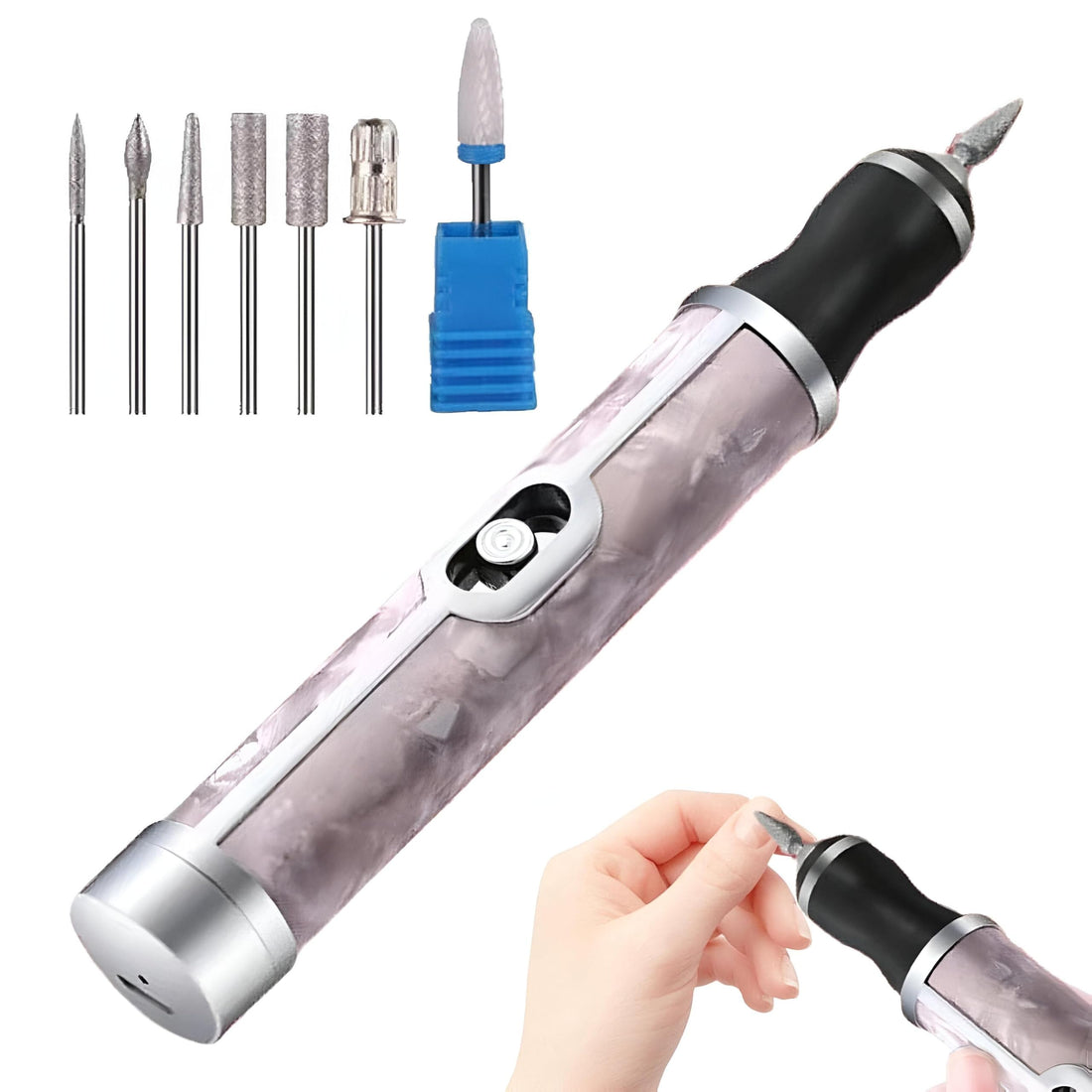 Professional Rechargeable Electric Nail File | Cordless Manicure and Pedicure Set | Smoothing Thick Toenails | 4 Professional Speed Settings for Easy Edge Shaping and Polishing (Gold)