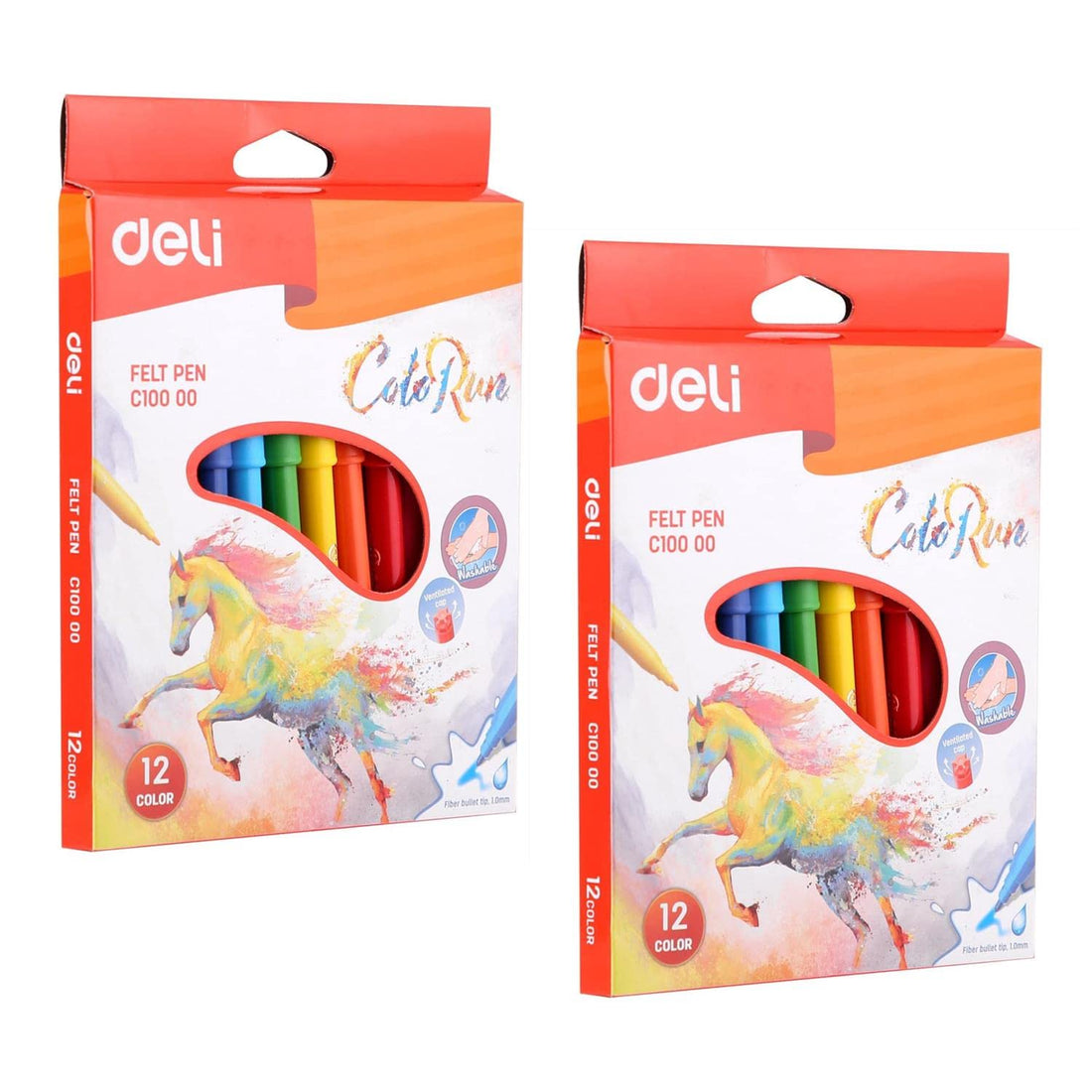 Deli felt pen washable deli 12 colors c10000