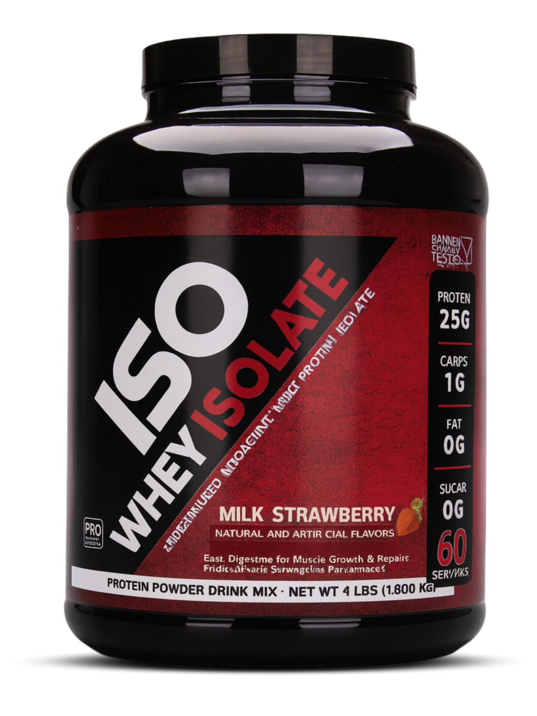 Whey Isolate Protein Powder – Strawberry Flavor – 1800g Tub – 60 Servings – Lean Muscle Recovery & Strength Support – Non-GMO & Gluten-Free
