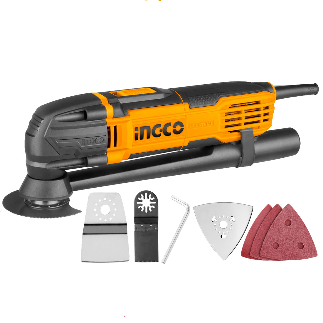 INGCO Oscillating Multi Tool, 300W, 6 Speed Control, 20000rpm, Angle Adjustment, Multi-Tool Kit with 8 Accessories for Sanding, Grinding, Scratching, Polishing