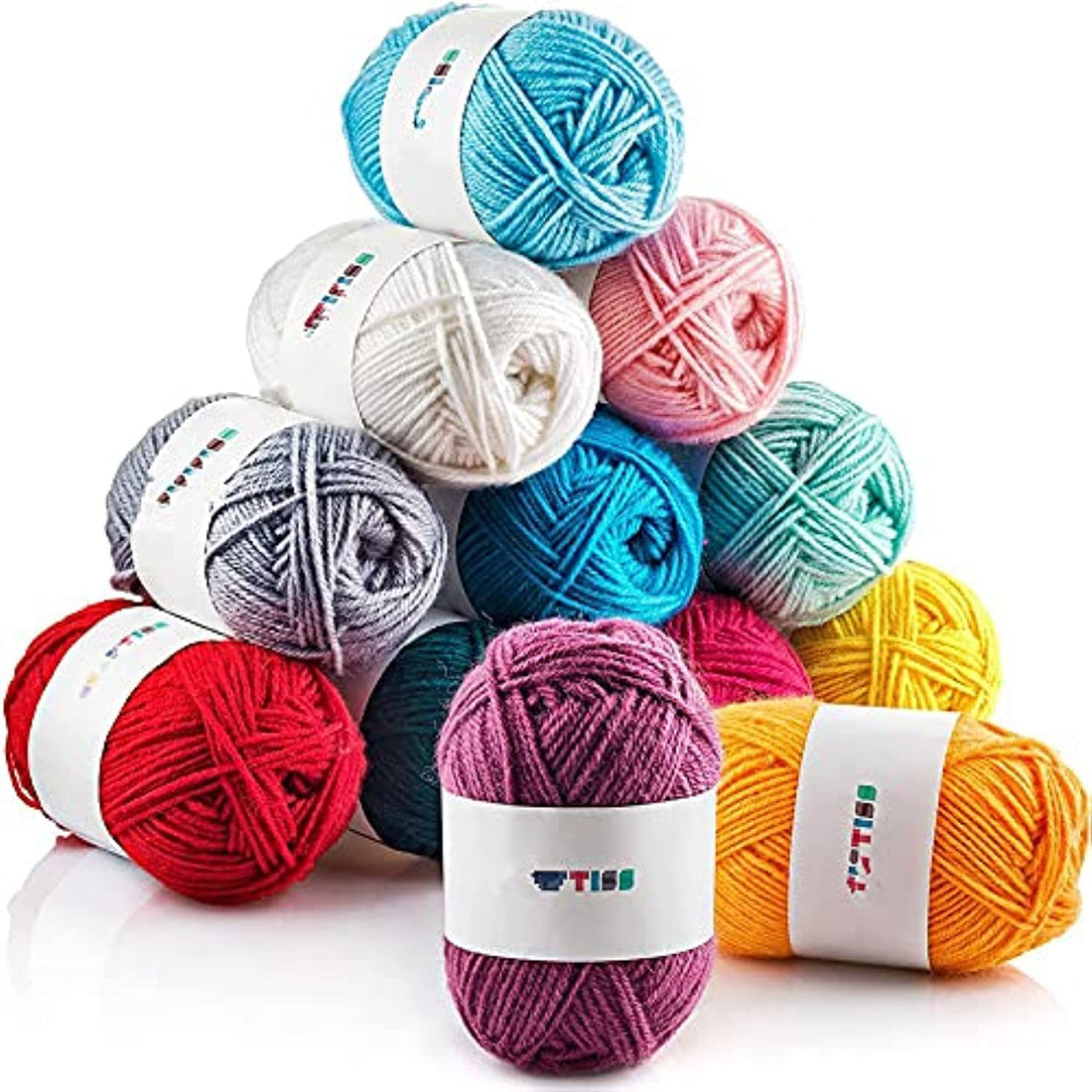 Goodern Cotton Yarn Set DIY Yarn, Acrylic Yarn for Hand Needlework Knitting Soft Yarn for Crocheting and Knitting Craft, Great for Garments, Sweaters, Scarves, Hats, Craft (12)