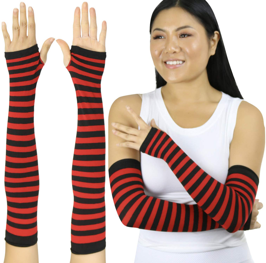 ToBeInStyle Women's Striped 100% Nylon Arm Length Warmers