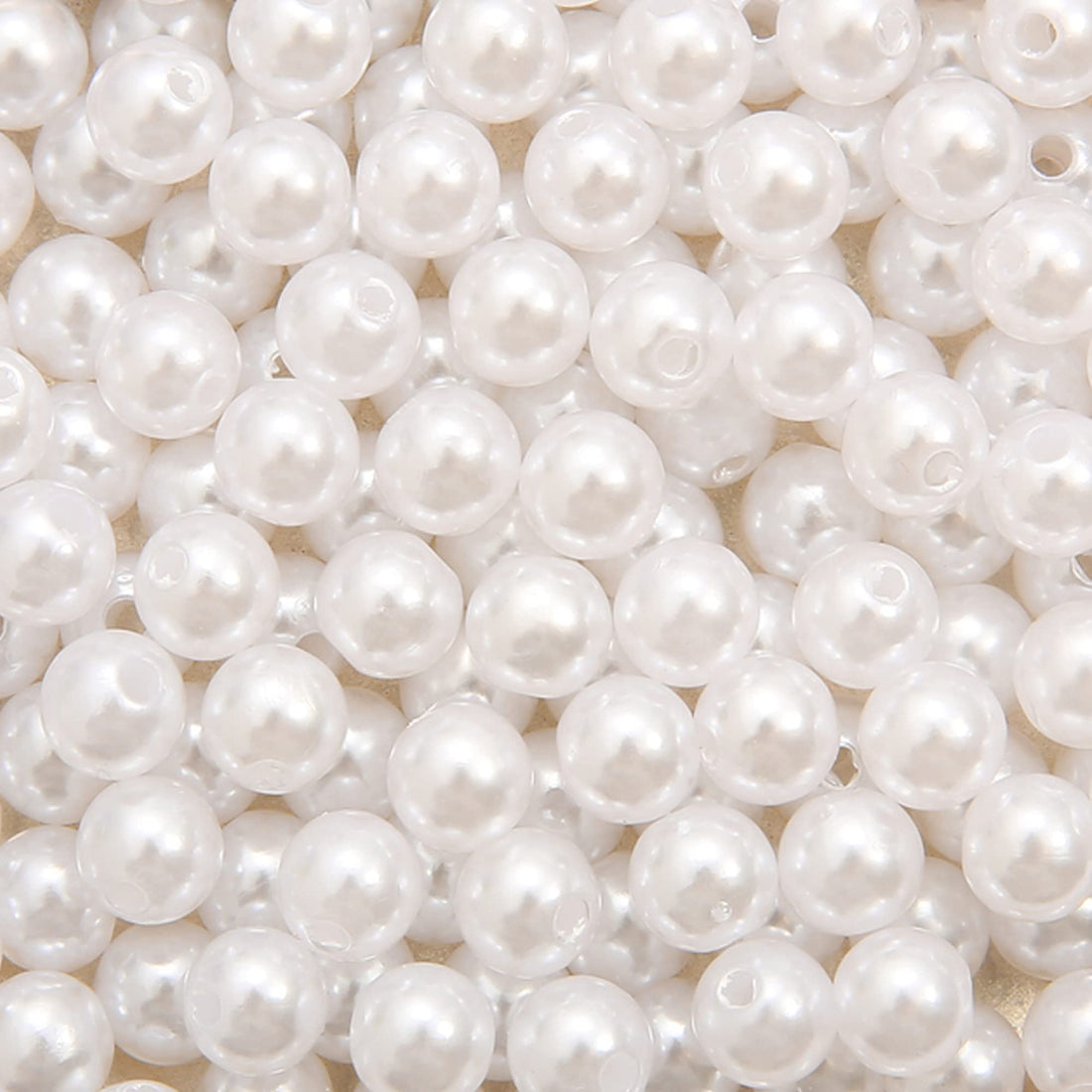 500PCS White 8mm Round Pearls Beads with Hole, Acrylic Material, Perfect for Jewelry Making, Crafts, Decoration