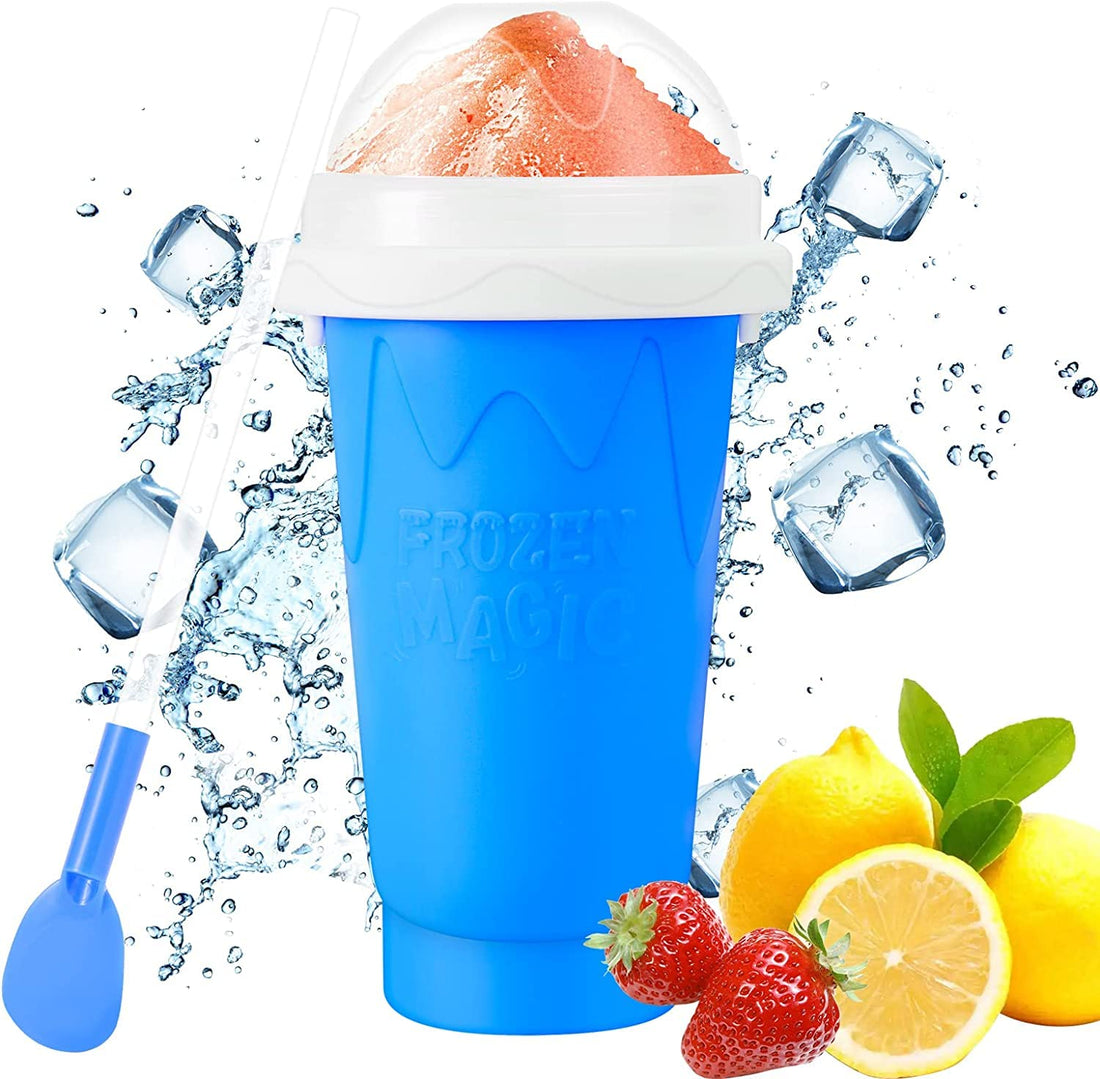 Jorunb Slushie Maker Cup, TIK TOK Magic Quick Frozen Smoothies Cup, Double Layer Squeeze Slushy Maker Cup, Cool Stuff Slushy Maker Portable Squeeze Ice Cup Birthday Gifts for Kids (blue)