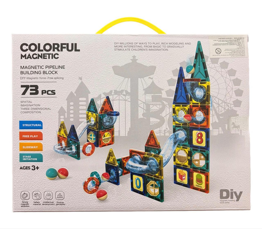 Magnet Tiles Magnetic Building Blocks, Magnetic Tiles, Square Building Castle, Preschool Toys, STEM Stacking Construction Toys for Boys Girls (73 PCS)