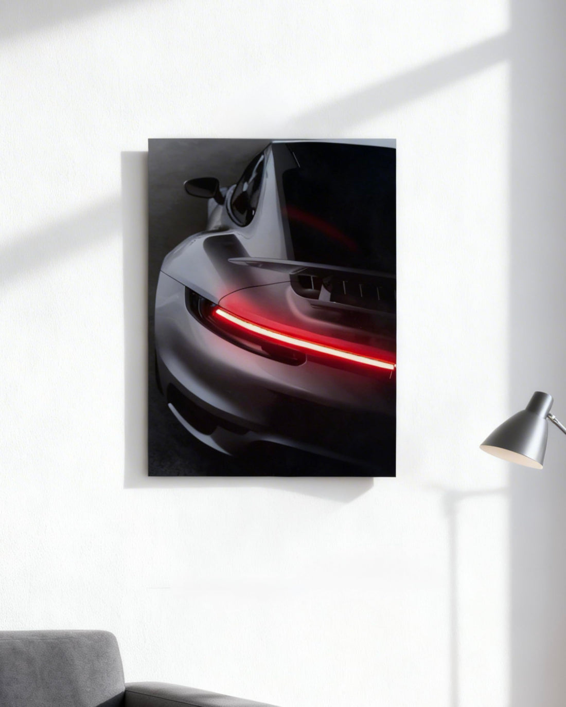 LED Car Poster 40x50 cm - Porsche Inspired Neon Wall Art - Luxury Room Decor - Wood Frame - Gift for Car Lovers