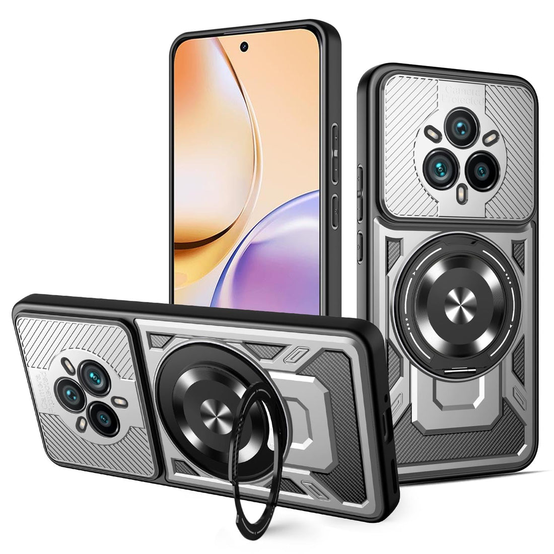 Case Cover Shock Resistant UNBLACK Protect Camera TPU + PC Compatible with Realme 14 Pro Plus (Gray)