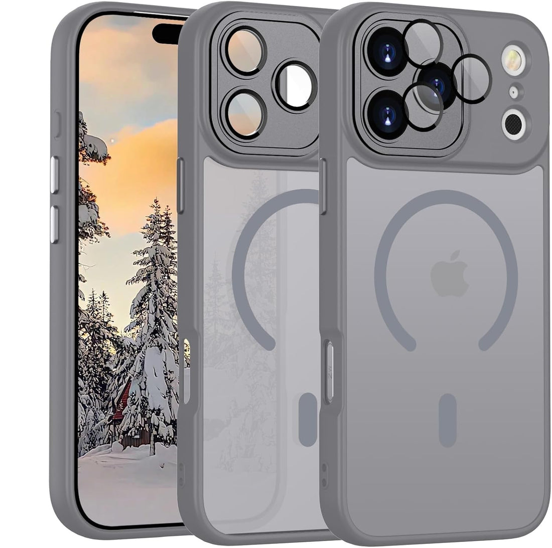 Grabist Magnetic case Compatible with iPhone 17 Pro, Upgraded [Full Camera Protection with lens] [Compatible with wireless charging] [Translucent Matte] Shockproof Protective Case (Gray)