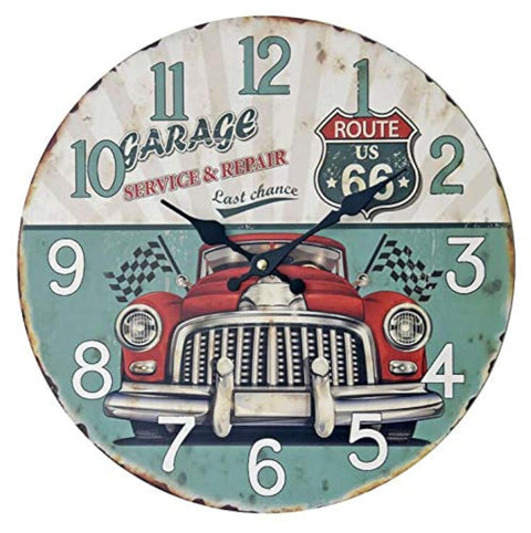 Green classic car frameless wall clock retro old design wall sticker clock craft clock