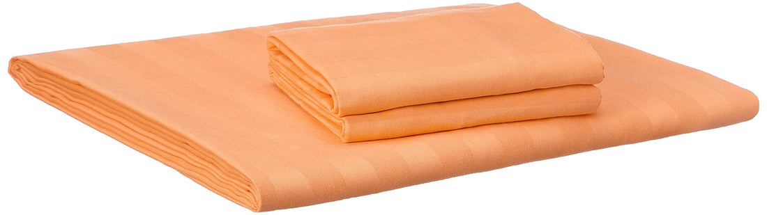Bed Sheet Set Satin Double Bed Sheet Set Solid Bed Sheet 3 Pieces Orange Double Size 220*240 cm