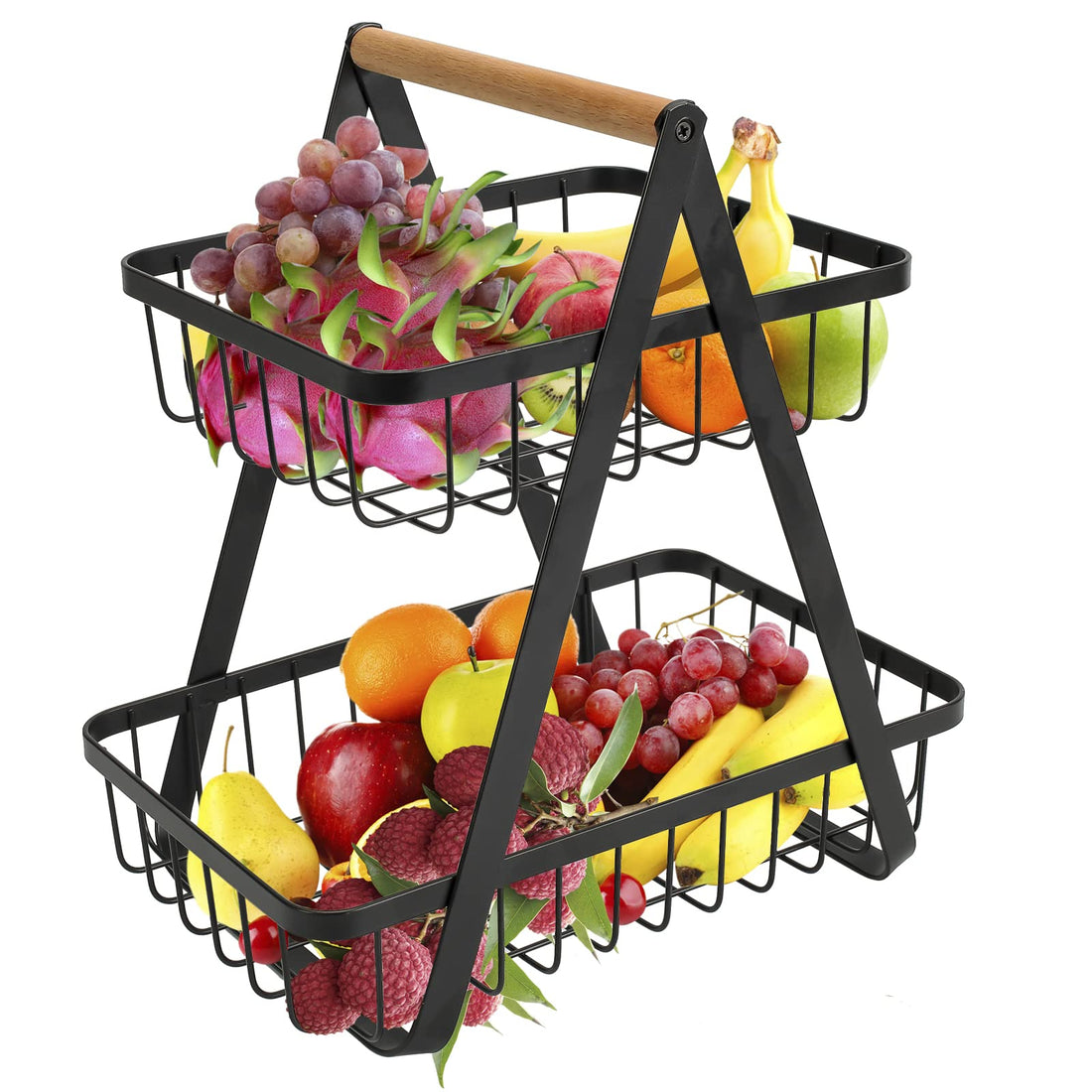 Gzsekken NA 2-Tier Fruit Basket,Fruit Bowl Holder Bread Basket Vegetable Rack, Detachable Fruit Holder for Fruit, Vegetables, Snacks in Home, Kitchen Officeï¼Œwith Screwdriver