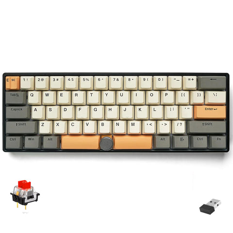 for Skyloong GK61 PRO Wireless,Bluetooth & Wired Three Mode RGB Gaming Keyboard – Gateron Red Switch – ABS Black Case (Industrial Titanium ash)