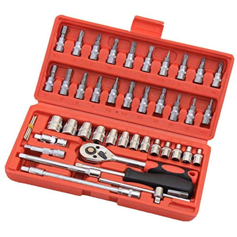 46pcs 1/4-Inch Socket Ratchet Wrench Combination Tools Kit for Auto Repairing 1/4 car Auto Mechanics