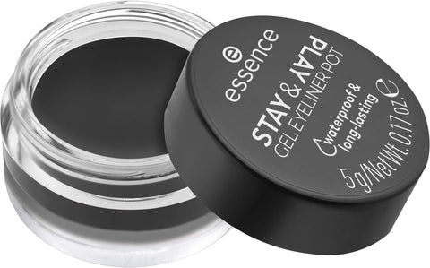 Essence Stay & Play Gel Eyeliner Pot – Shade 01 Black, Long-Lasting, Creamy Texture, Vegan, 3g