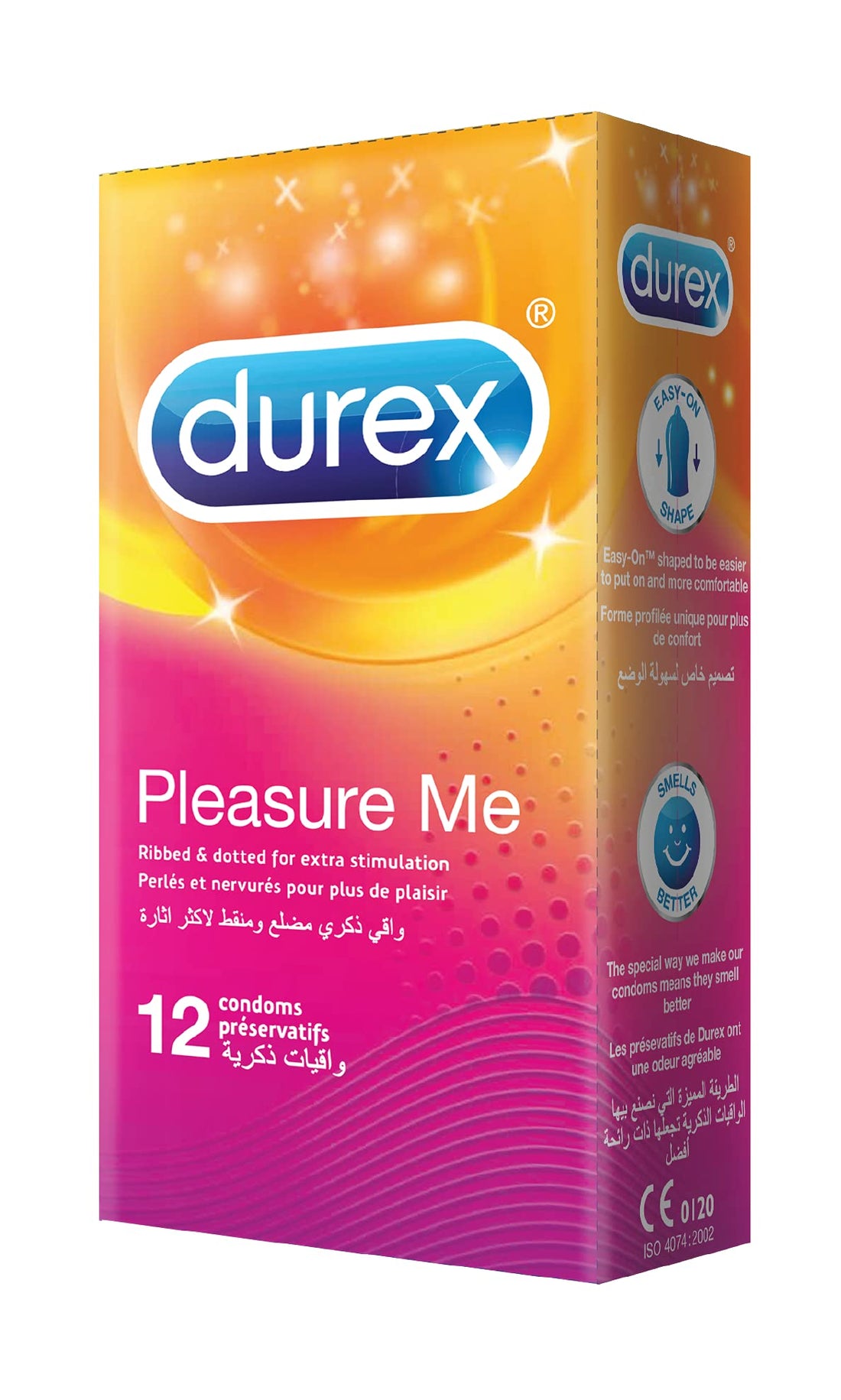 Durex pleasure me condom , easy on, ribbed and dotted for extra stimulation - One Pack of 12 Pieces