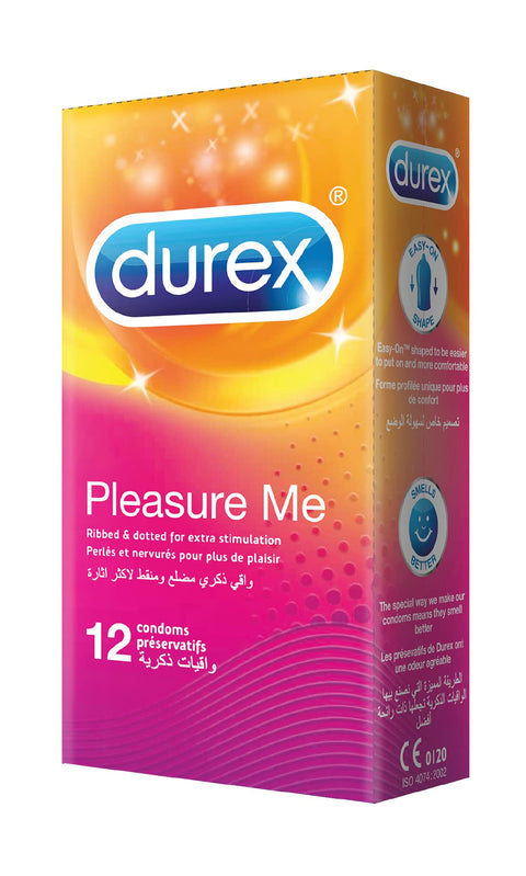Durex pleasure me condom , easy on, ribbed and dotted for extra stimulation - One Pack of 12 Pieces