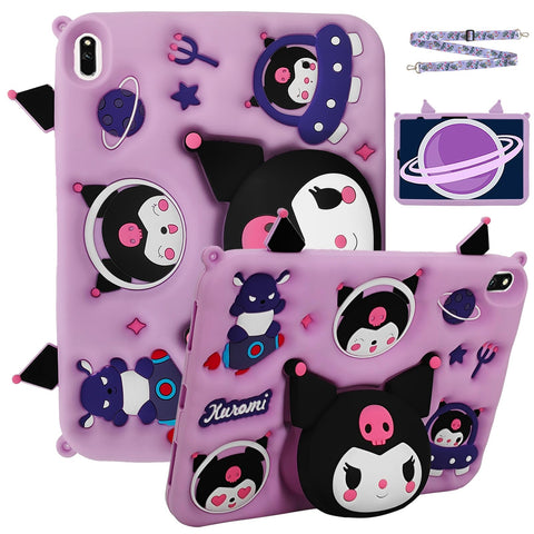 Kids Case Compatible with Huawei MatePad 11 2023/2021 Tablet, Shockproof Silicone Protective Cover with Stand, Shoulder Strap, Purple